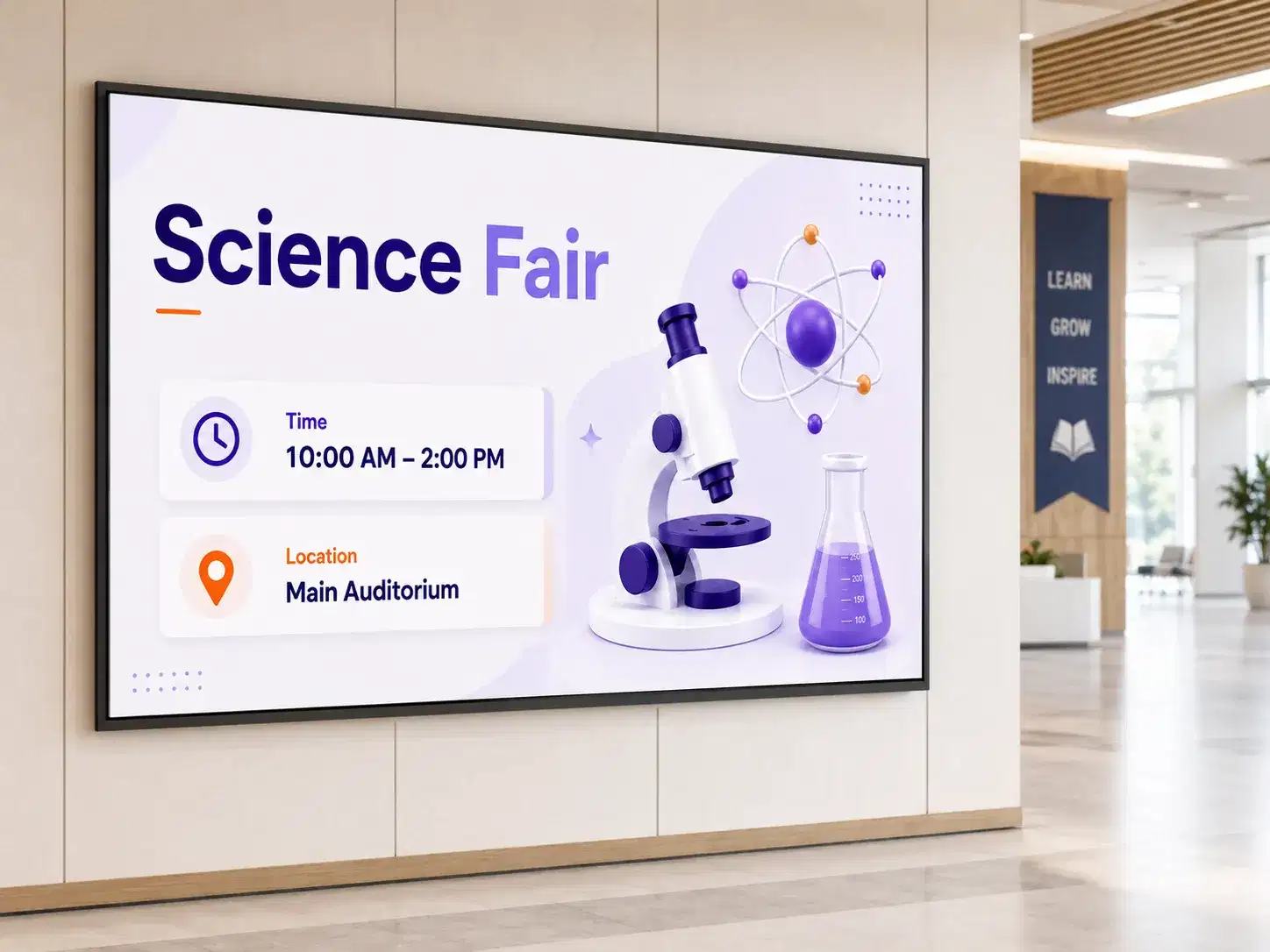 School events promoted on campus digital signage