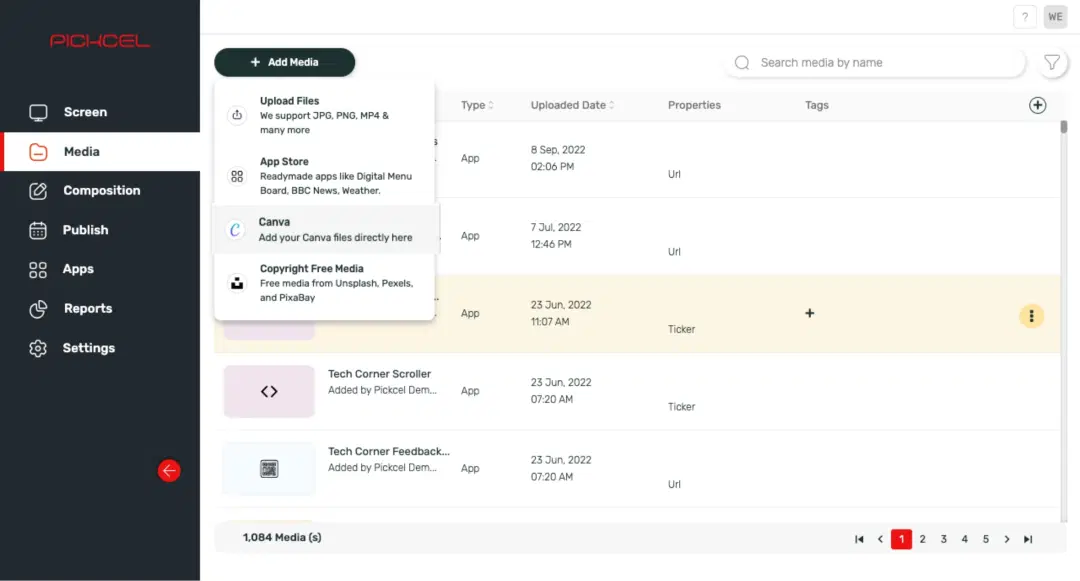 Step 2: Select Canva from Media module