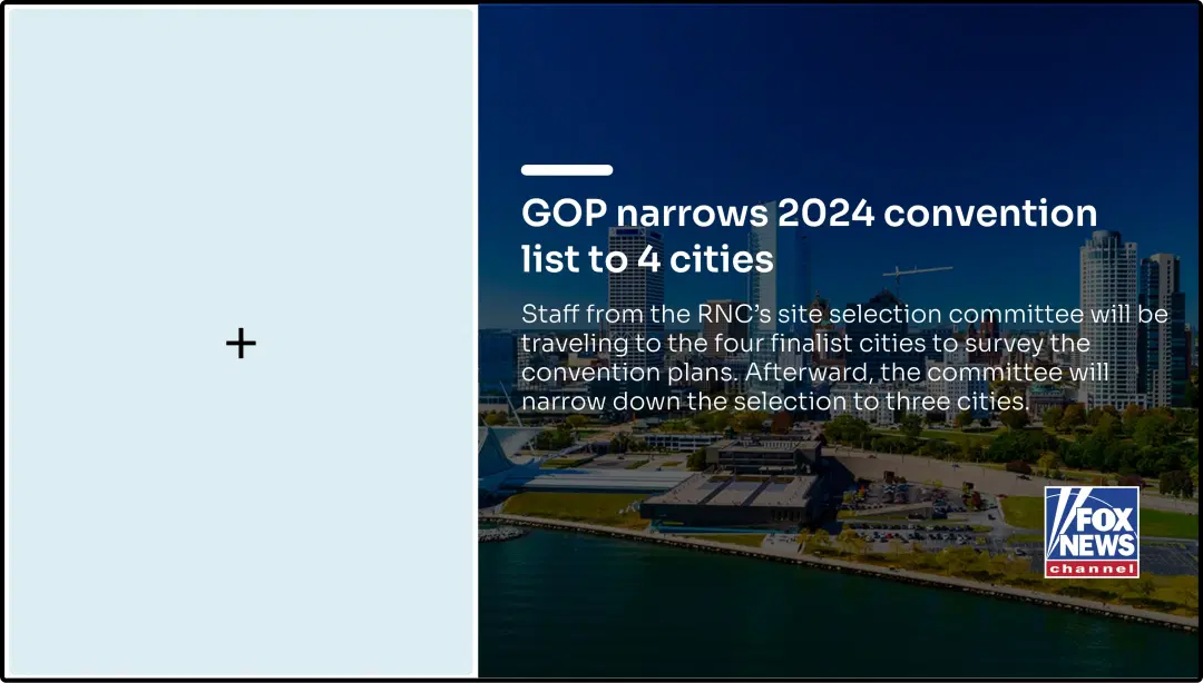 Step 2: Digital signage software interface showing composition window with Fox News app feed being displayed on the right