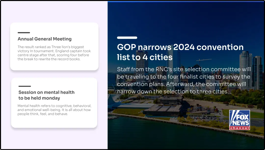 Step 3: Digital signage software interface showing composition window with Fox News app, Digital clock app and Text app feeds