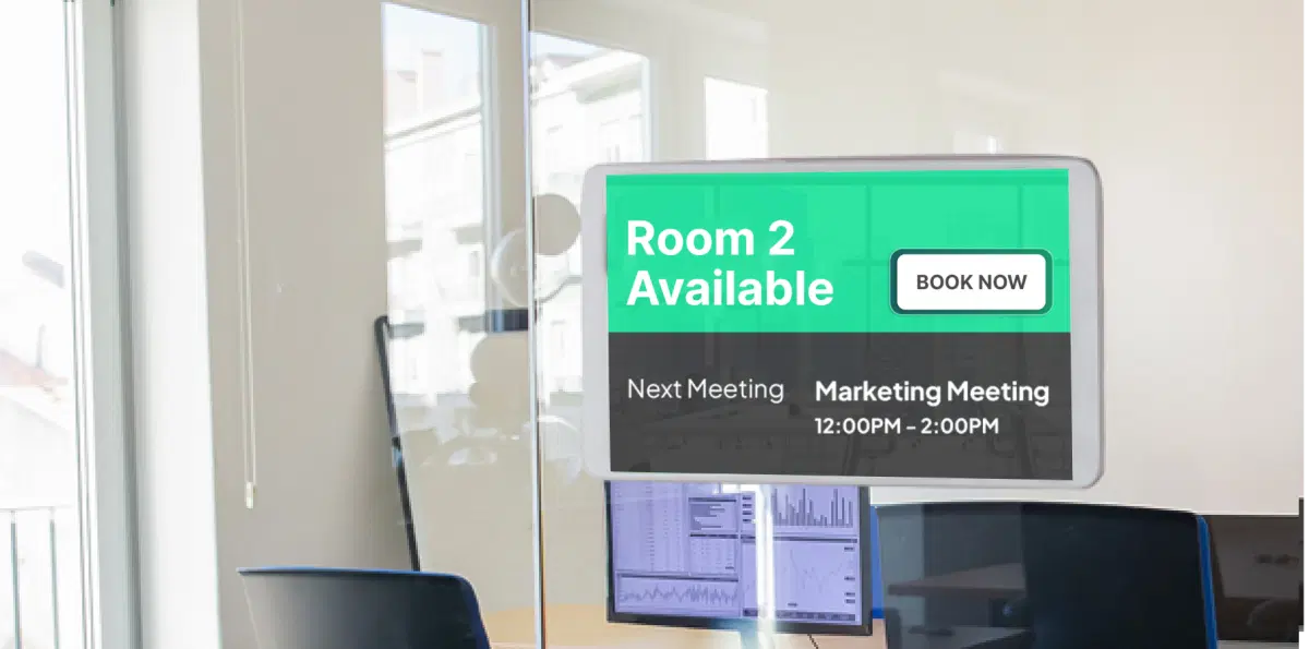 Corporate offices using meeting room calendars on digital signage