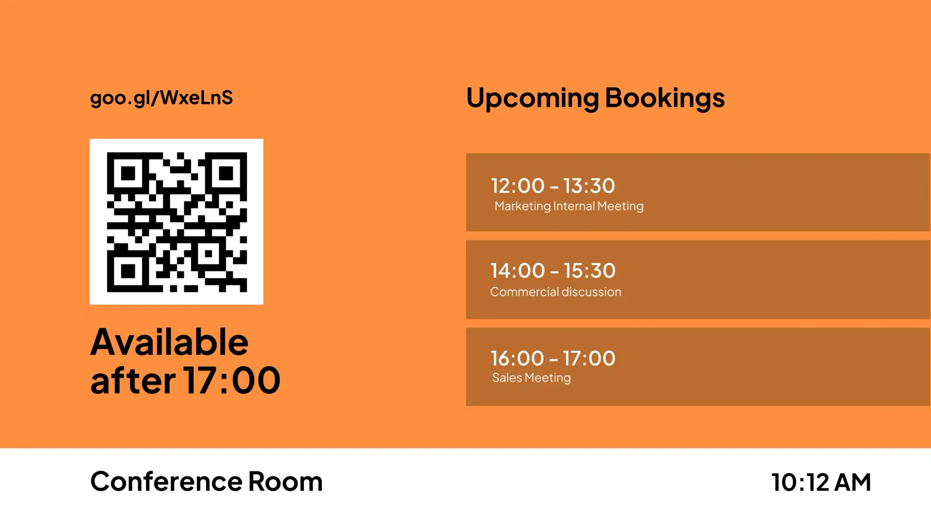 Meetings Calendar digital signage screen 2
