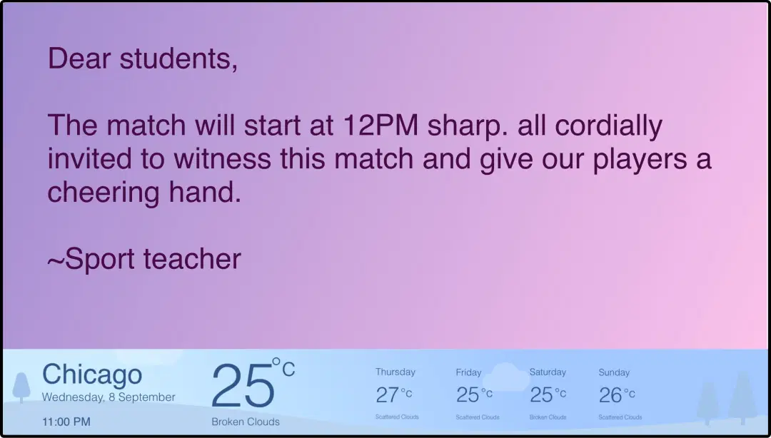 Step 3: Digital signage software interface showing composition window with Twitter Plus app feed