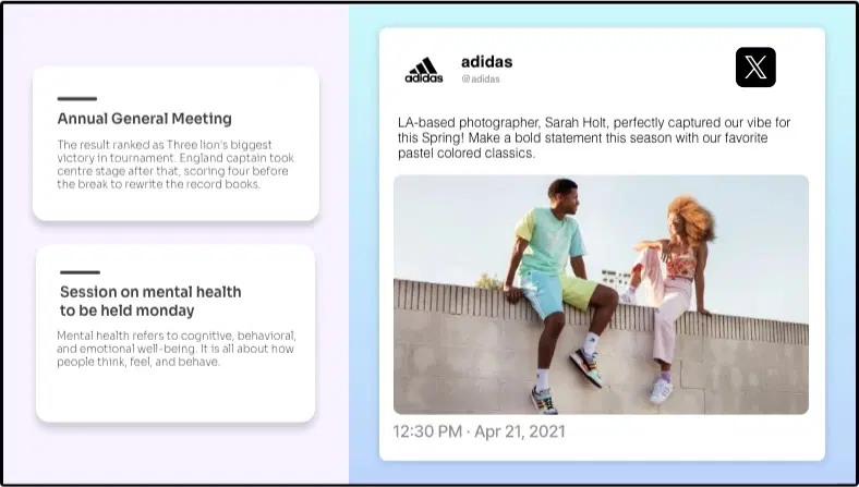 Step 3: Digital signage software interface showing composition window with Twitter app feed