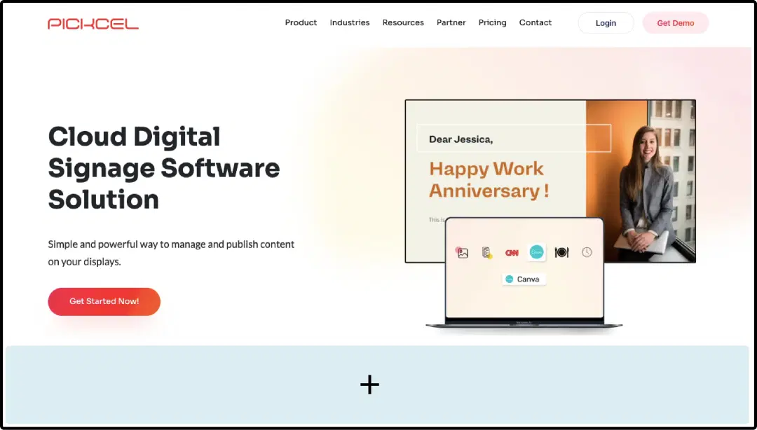 Step 2: Digital signage software interface showing composition window with Web URL App feed being displayed on the top