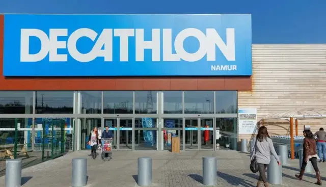 Decathlon sports retail store entrance view equipped with Pickcel-powered digital signage