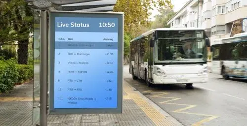 nec digital signage displaying passenger information