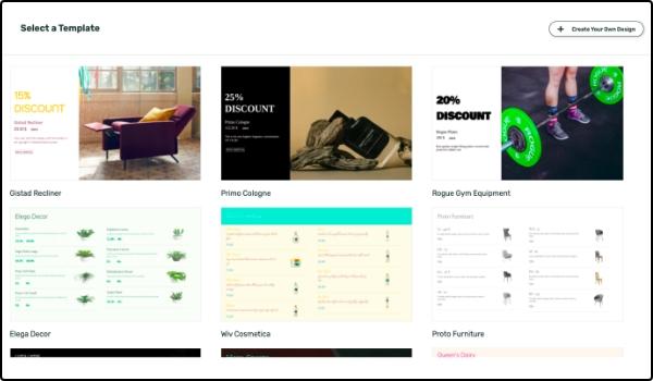 Choose a product catalogue template
