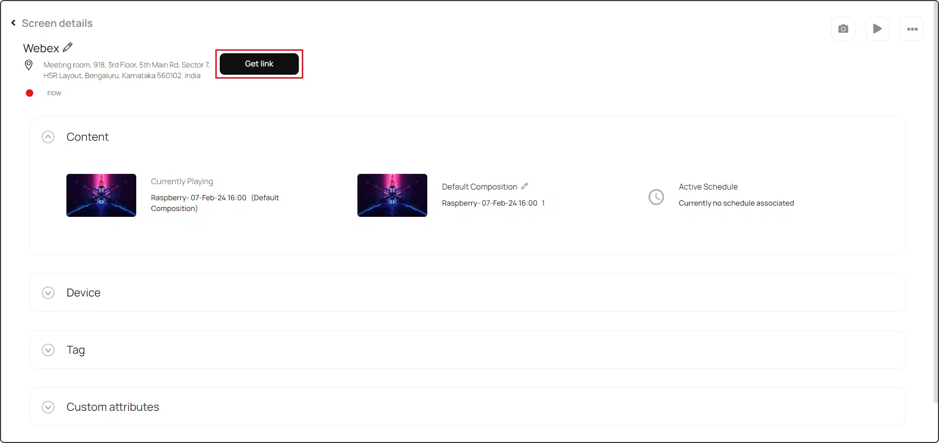 Get link for screen
