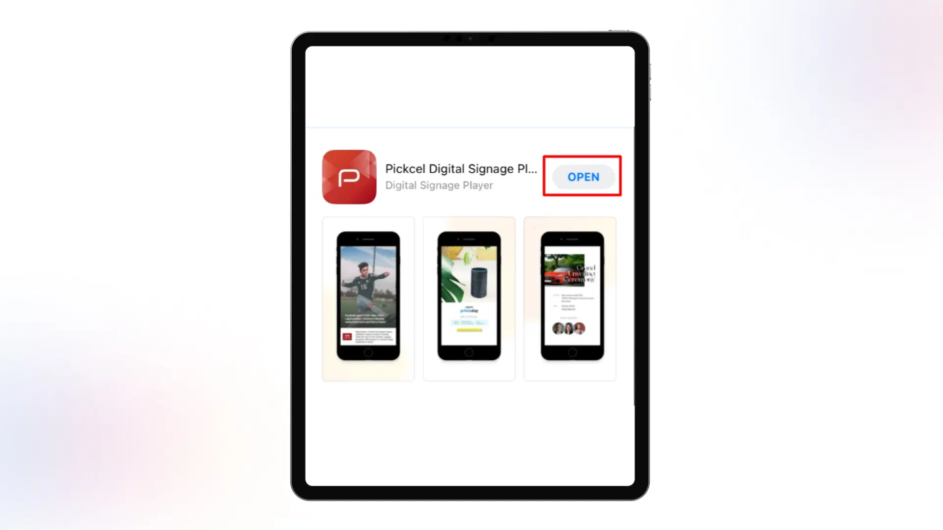 Pickcel App is now downloaded on the iPad
