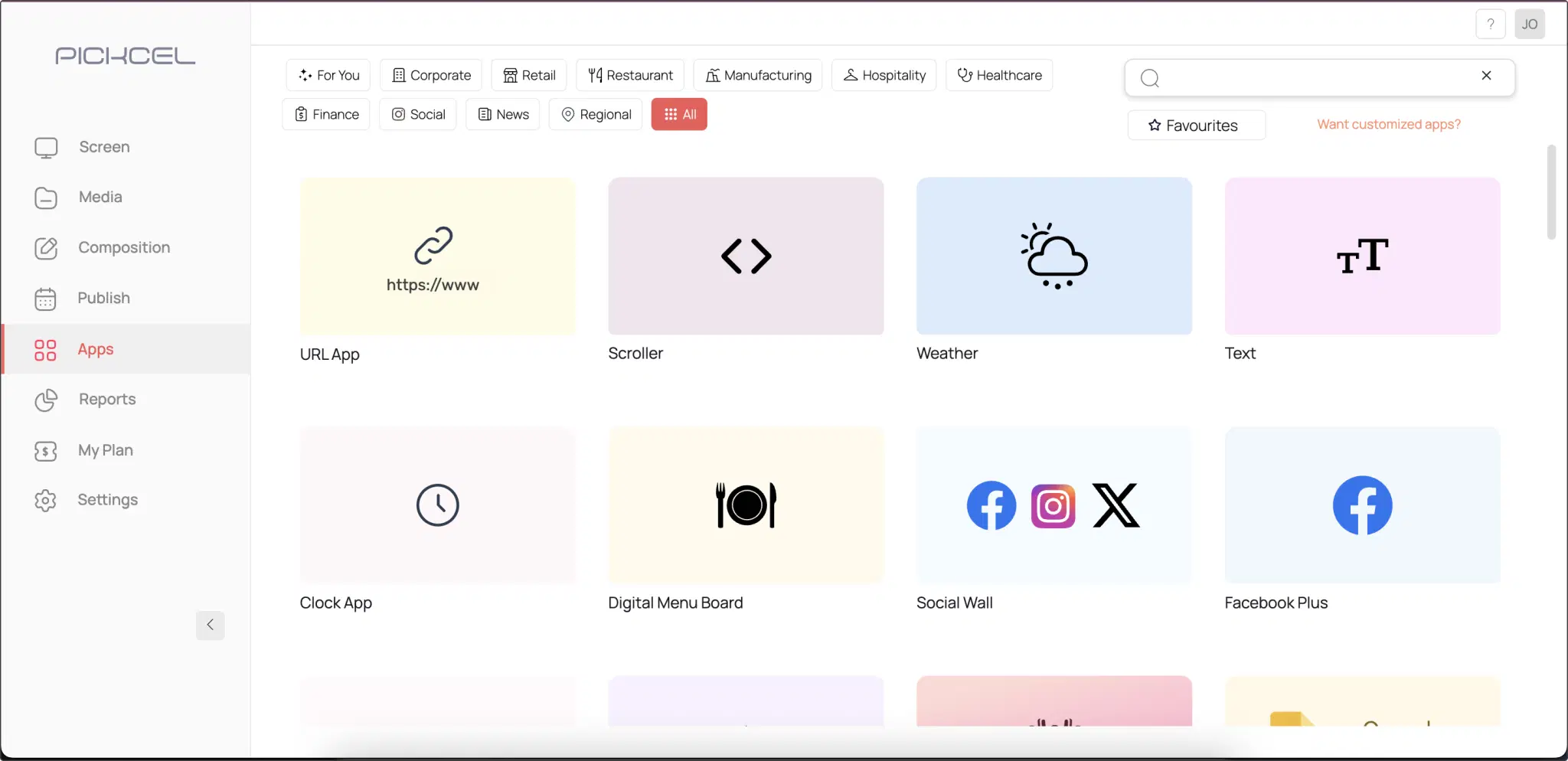 Pickcel apps module