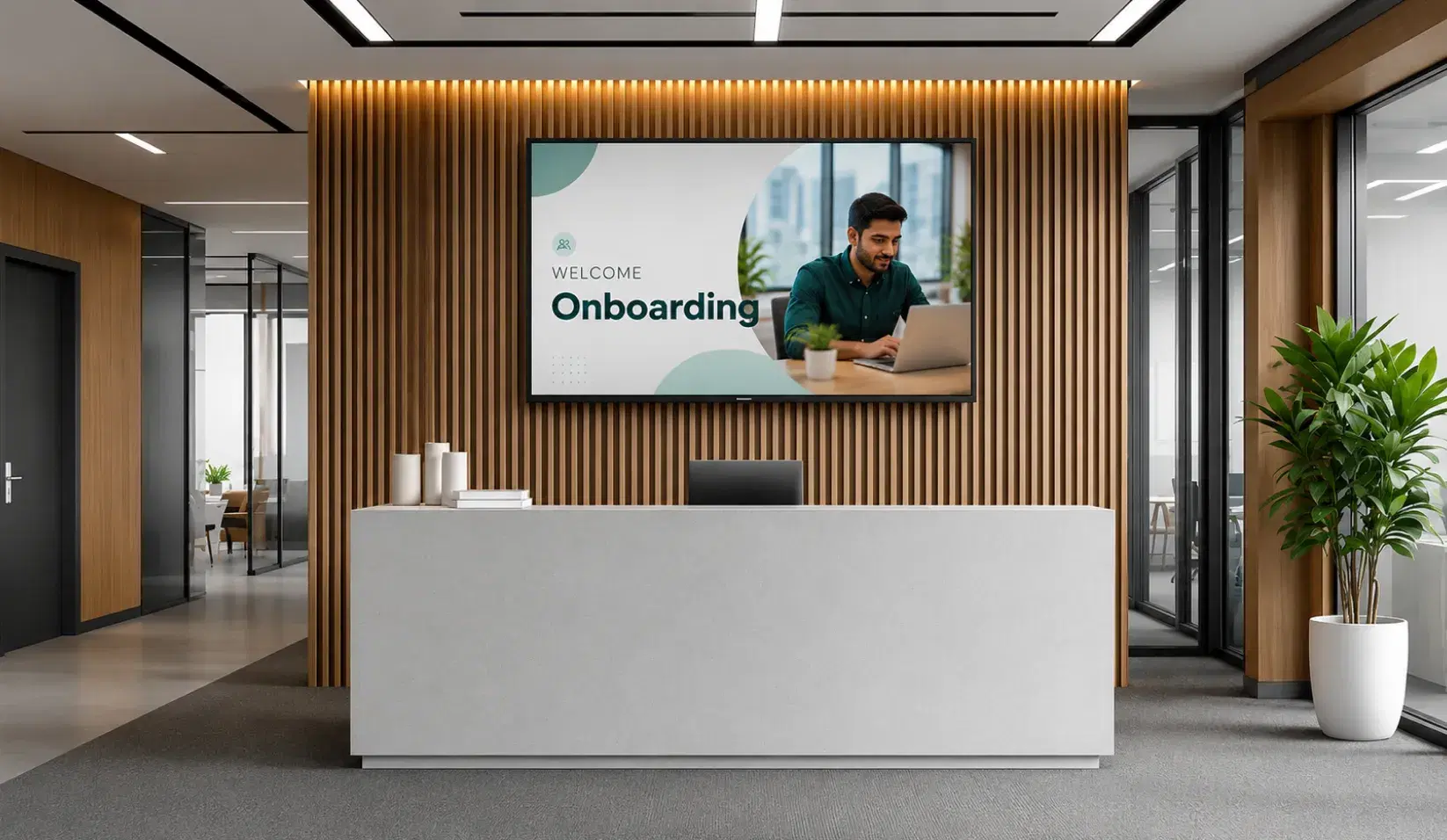 Corporate office digital signage displays managed with Pickcel