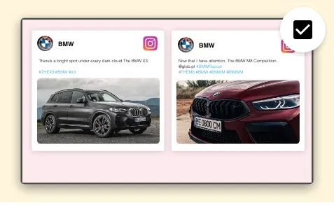 Instagram app configuration window with posts volume control