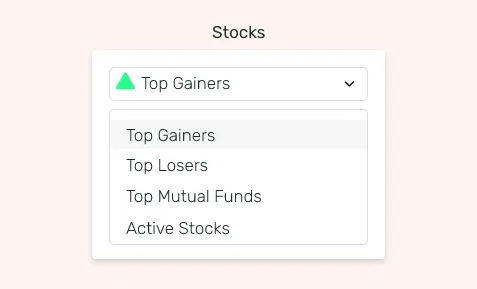 Stocks app interface with features to filter data by trading signals