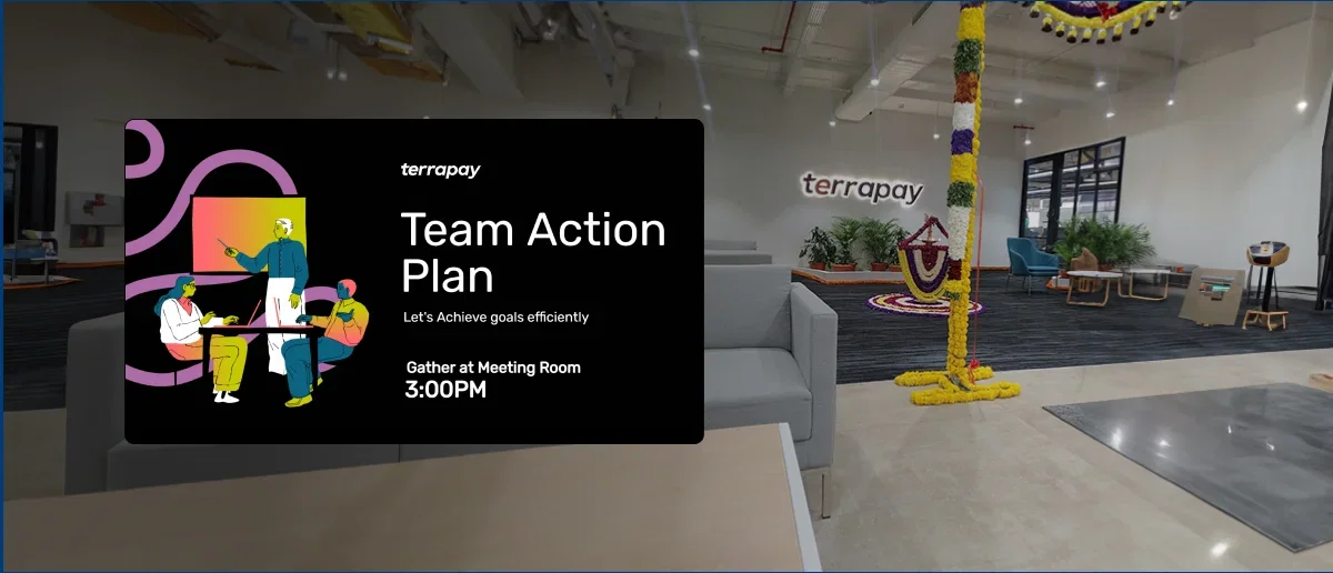 Banking content running on Pickcel's screens at TerraPay offices