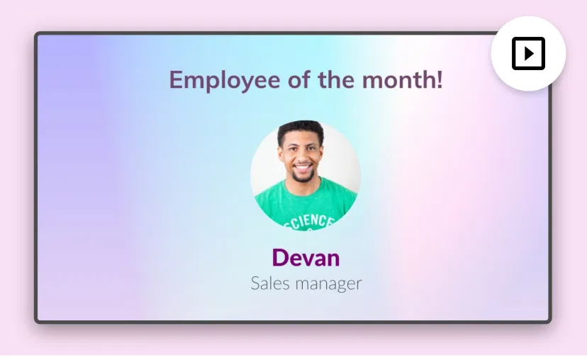 Meet Your Team app interface with the option to show data as slide wise presentation Meet Your Team app interface with the option to show data as slide wise presentation